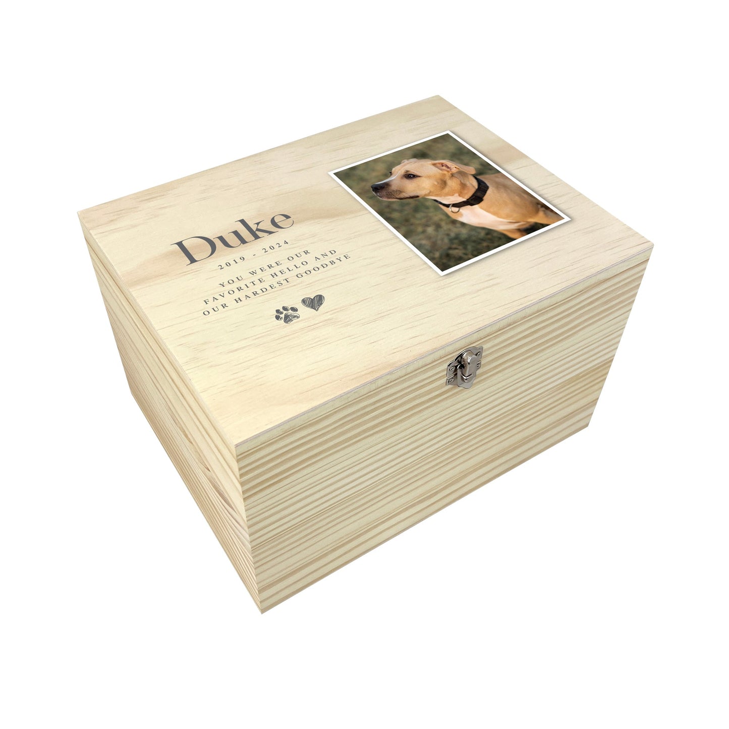 Personalised Sketch Photo Pet Memorial Keepsake Box - 5 Sizes (16cm | 20cm | 26cm | 30cm | 36cm)