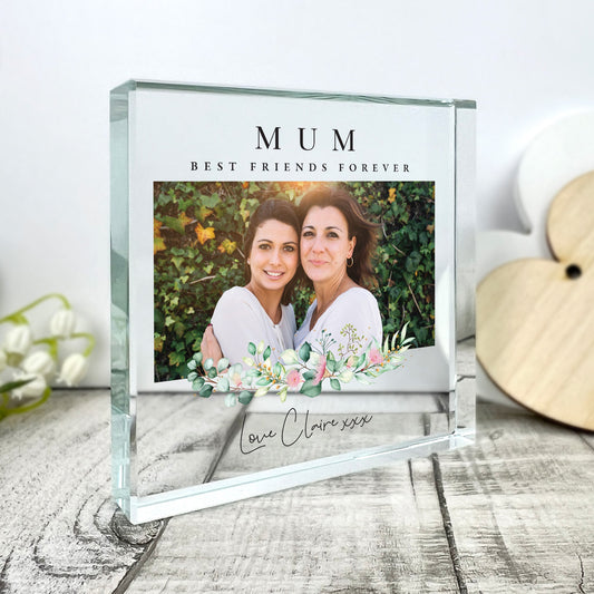 Personalised Floral Any Message & Photo Crystal Token