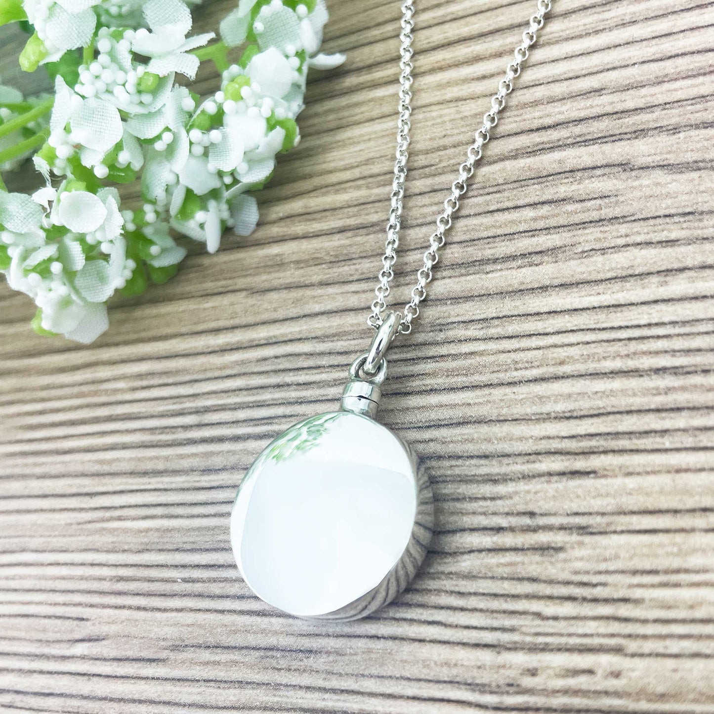 Sterling Silver Circle Pendant Cremation Ashes Memorial Urn Necklace