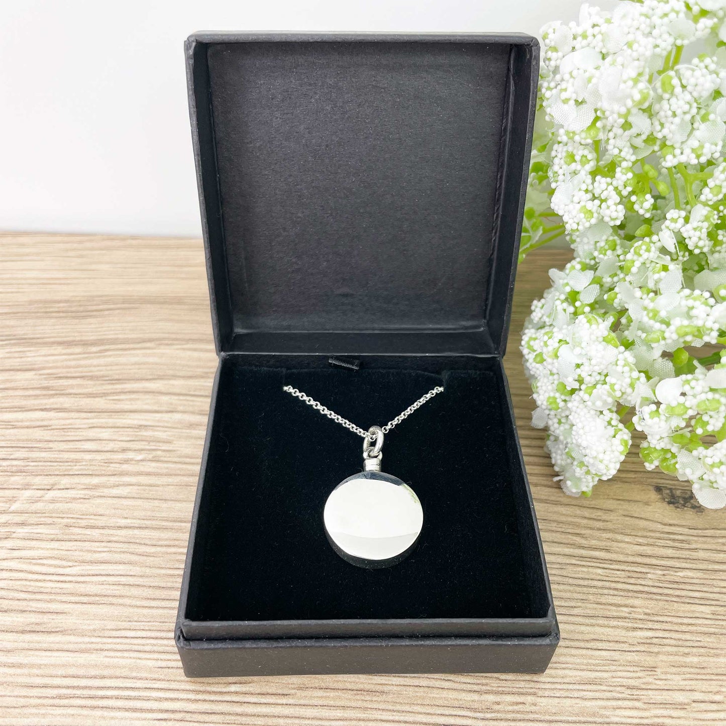 Sterling Silver Circle Pendant Cremation Ashes Memorial Urn Necklace