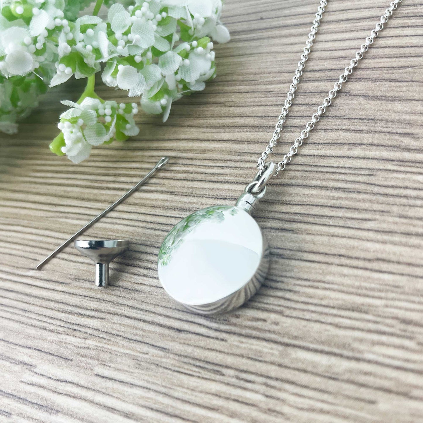 Sterling Silver Circle Pendant Cremation Ashes Memorial Urn Necklace