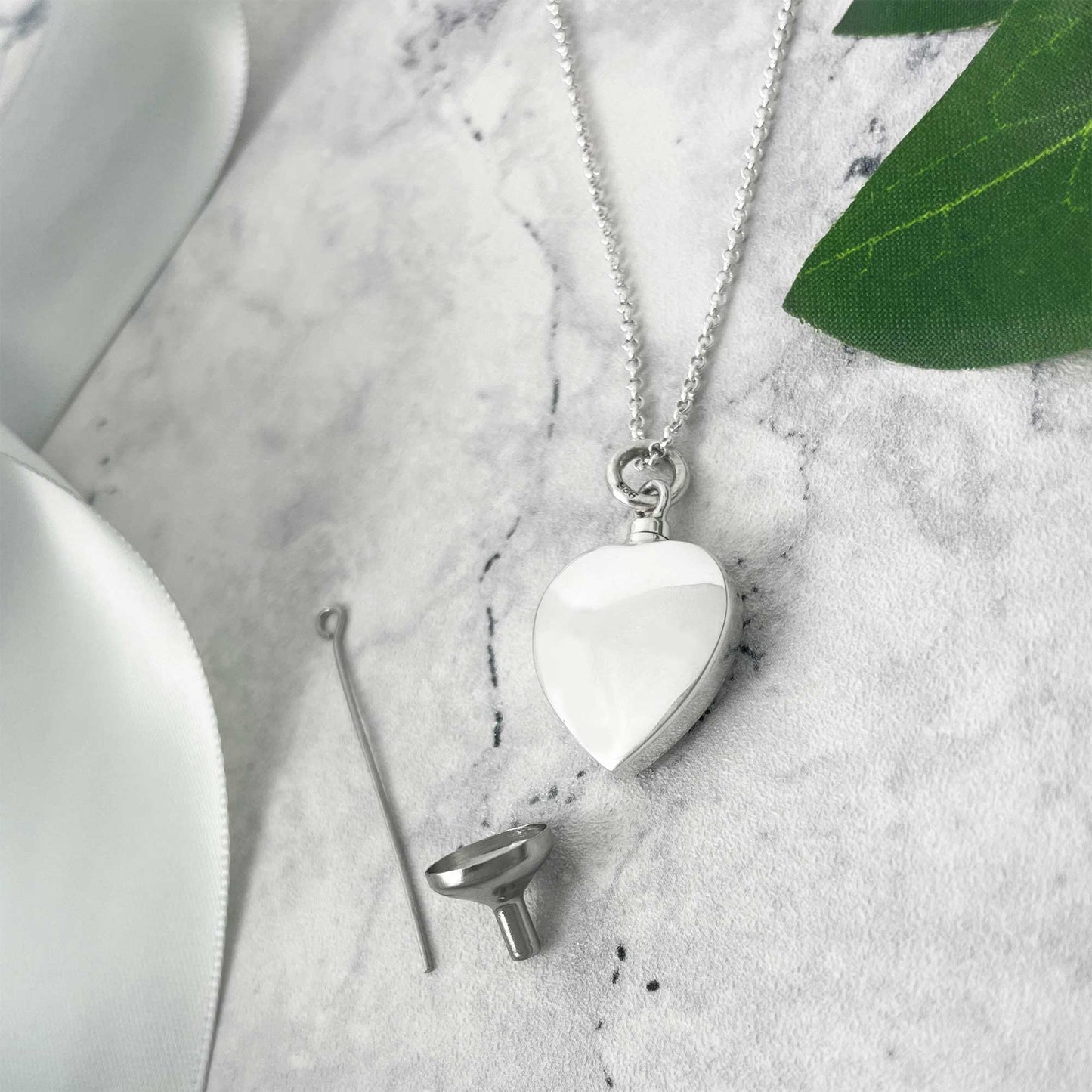 Sterling Silver Heart Cremation Ashes Memorial Urn Necklace