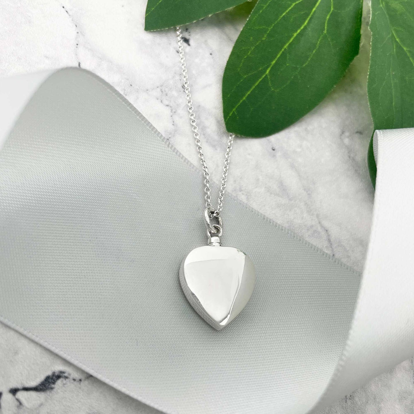 Sterling Silver Heart Cremation Ashes Memorial Urn Necklace