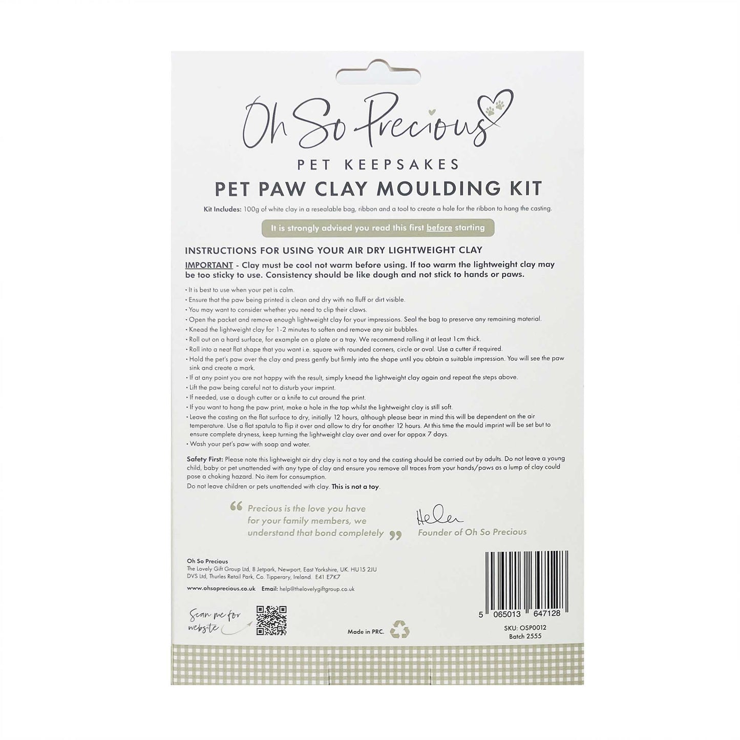 Clay Pet Paw Impression Moulding Kit