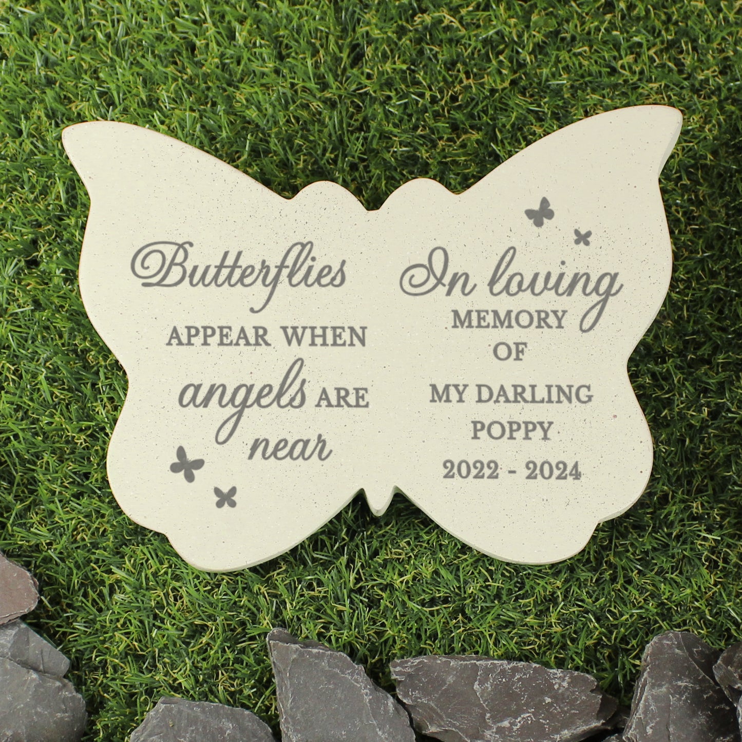 Personalised Outdoor Memorial Butterfly Tribute. '... When Angels Are Near'