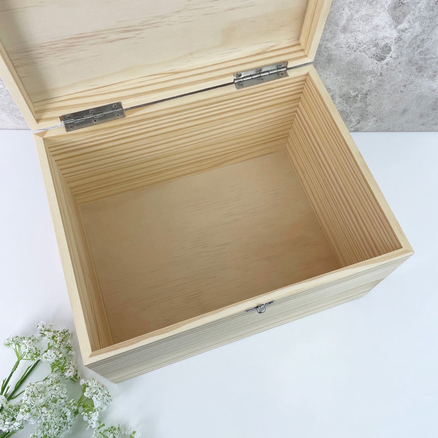 Personalised Paw Prints Pine Wooden Pet Memorial Photo Memory Box - 5 Sizes (16 cm | 20cm | 26cm | 30cm | 36cm)