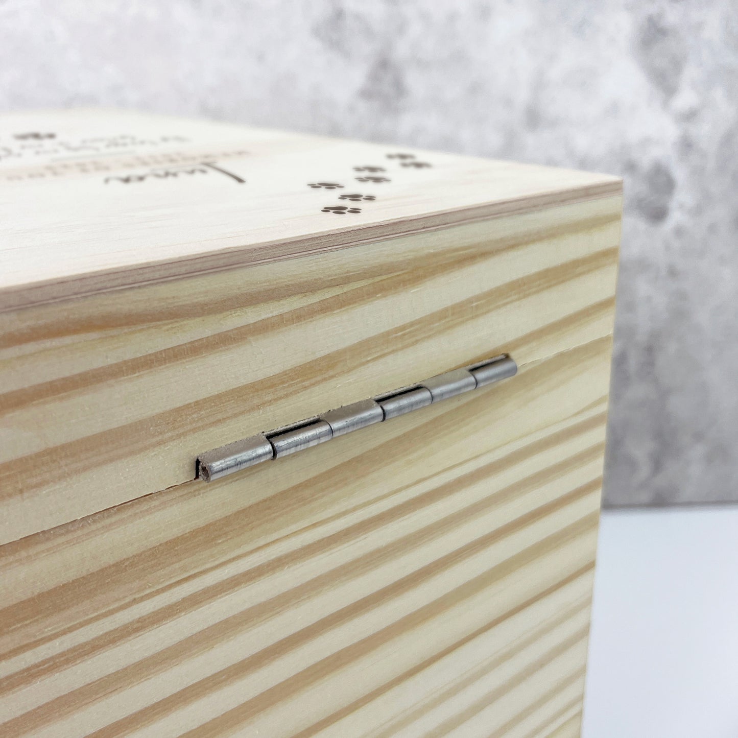 Personalised Paw Prints Pine Wooden Pet Memorial Photo Memory Box - 5 Sizes (16 cm | 20cm | 26cm | 30cm | 36cm)