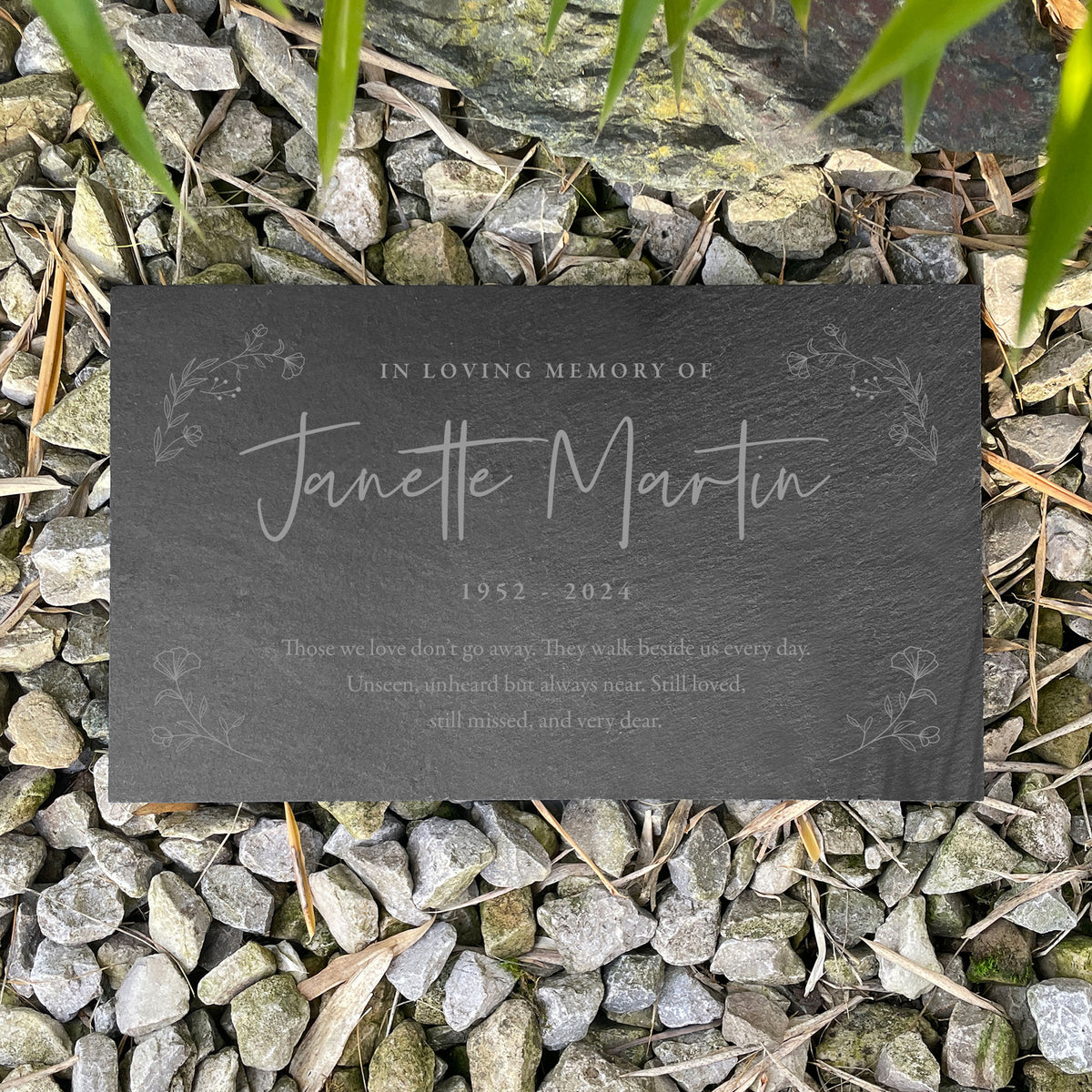 Personalised Wreath Memorial Slate Grave Marker 25 x 15cm