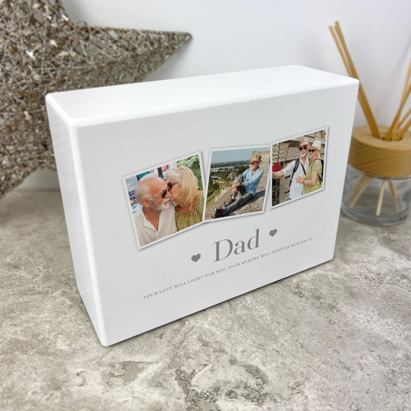 Personalised Three Photo Cremation Urn For Ashes | 1.09 Litres