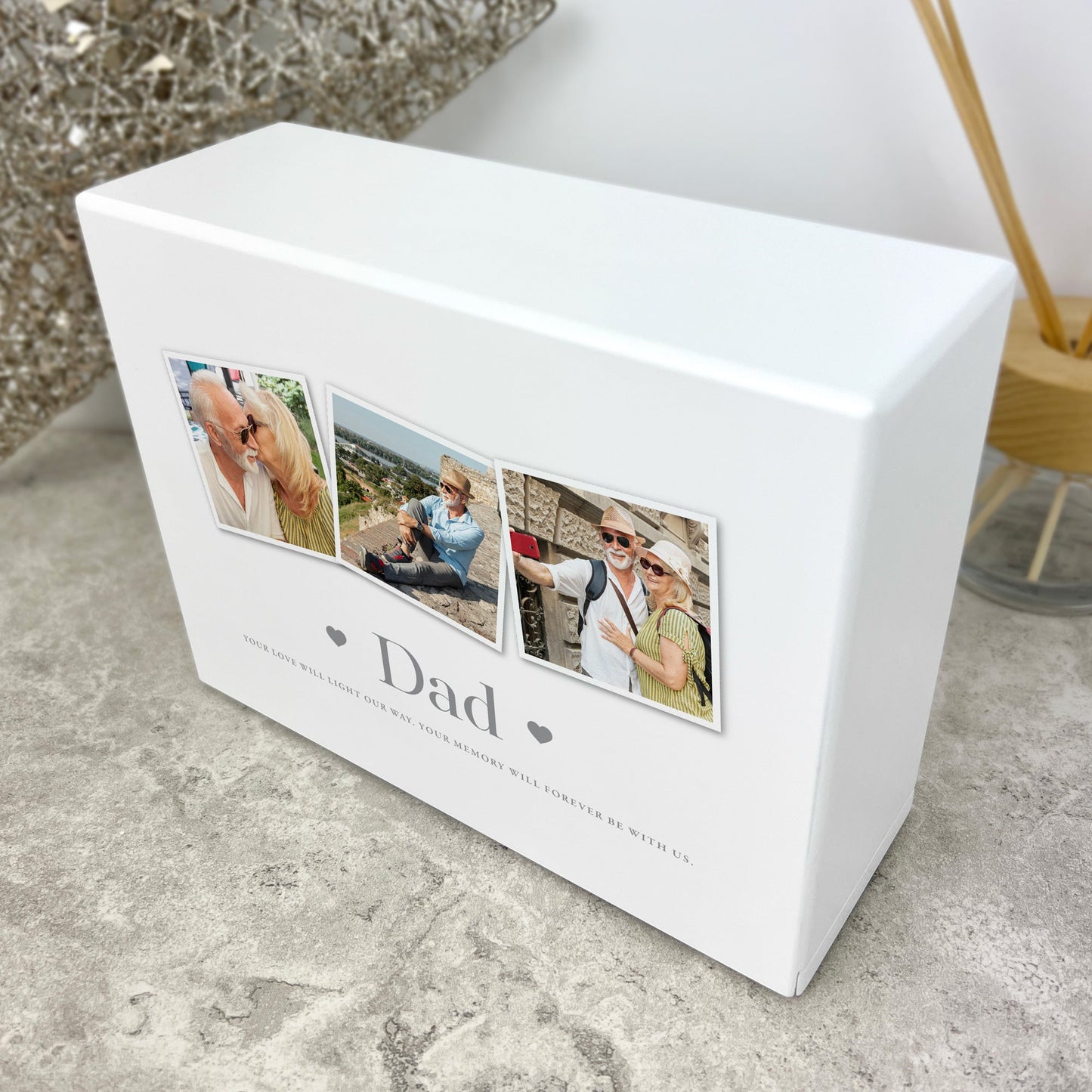 Personalised Three Photo Cremation Urn For Ashes | 1.09 Litres