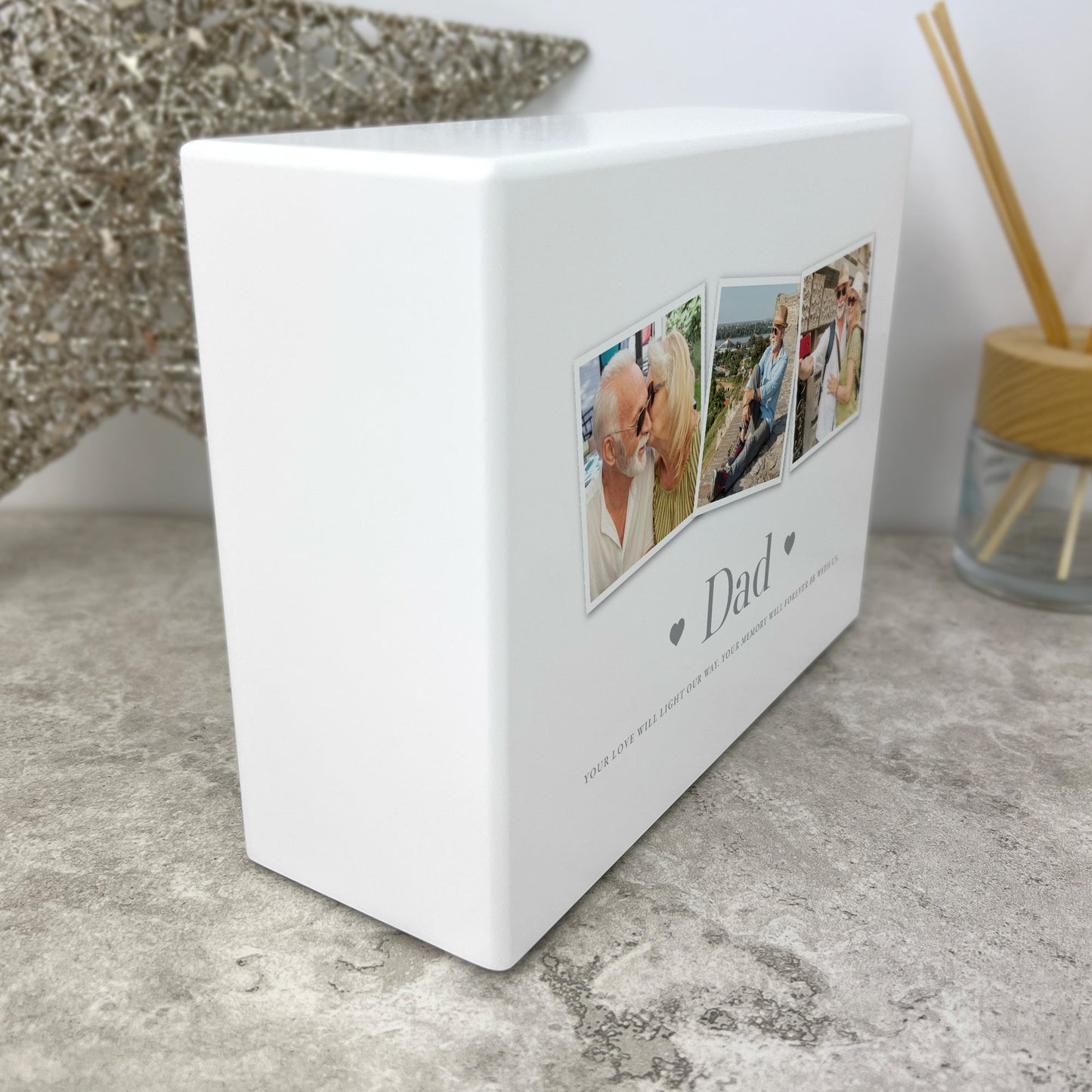 Personalised Three Photo Cremation Urn For Ashes | 1.09 Litres