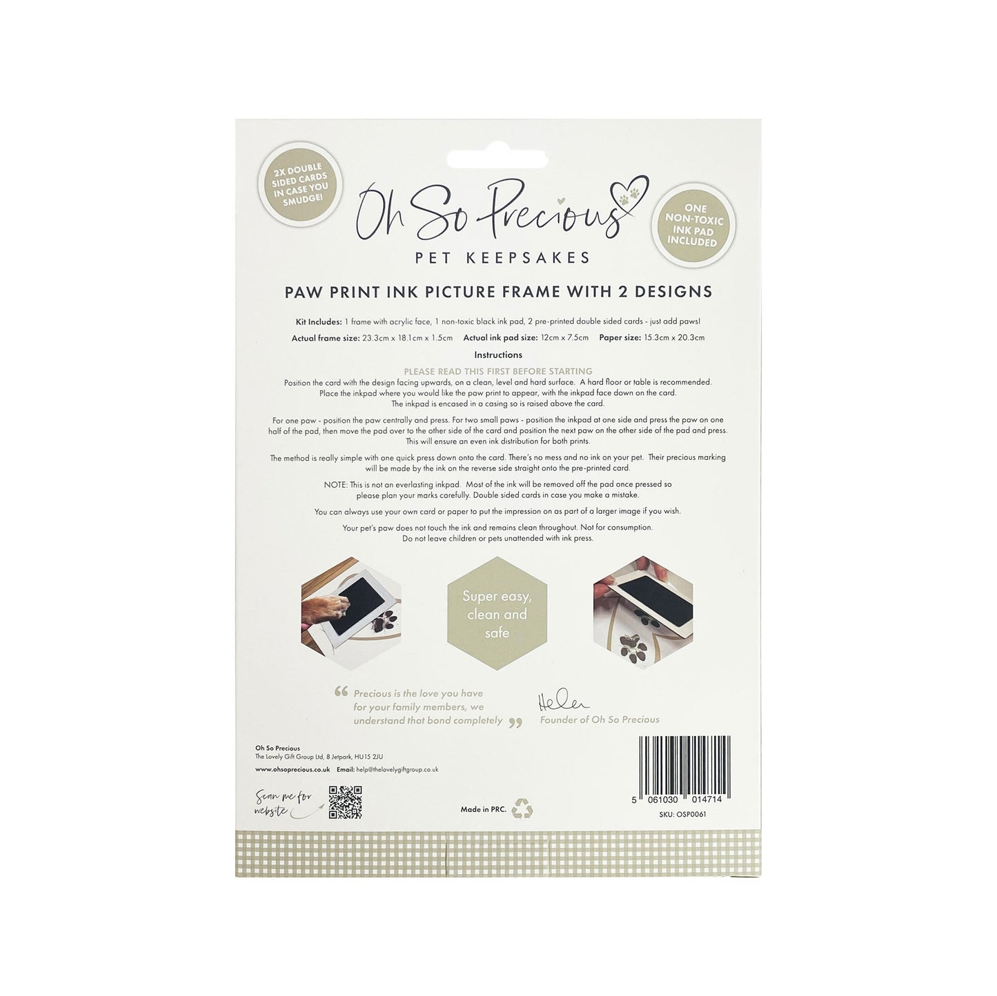 Paw Print Ink Picture Frame With 2 Designs