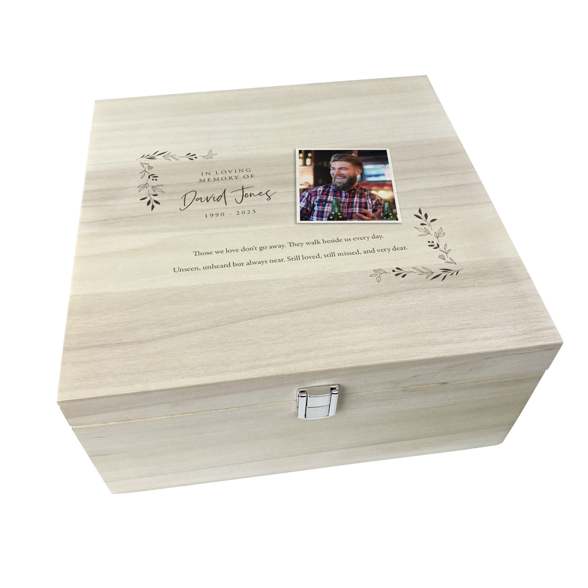 Personalised Luxury Square Wooden 28cm One Photo Keepsake Memory Box