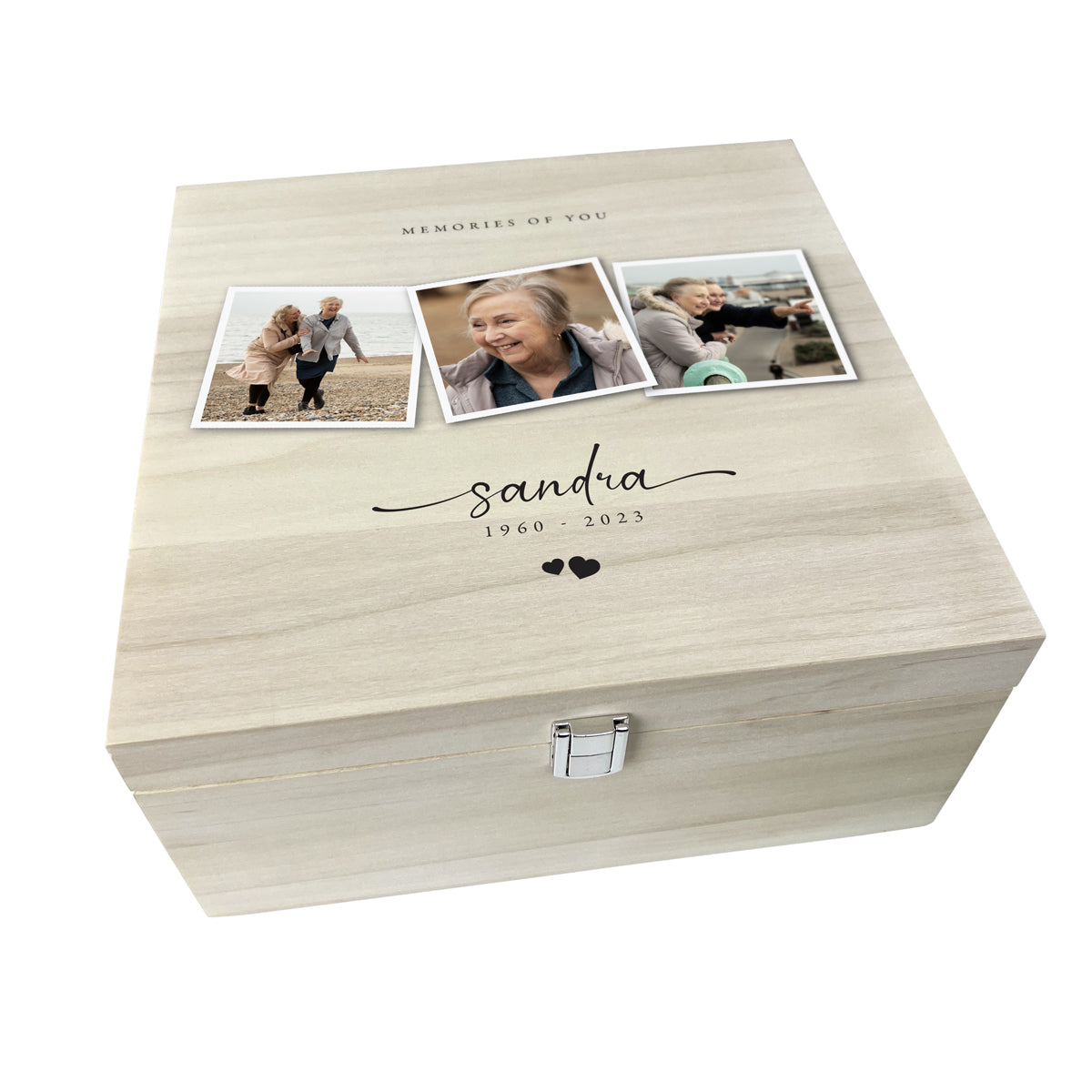 Personalised 28cm Square Luxury Wooden Memorial Photo Keepsake Memory Box
