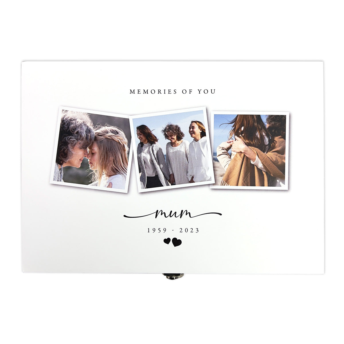 Personalised White Wooden Memorial Photo Keepsake Memory Box - 3 Sizes (22cm | 27cm | 30cm)