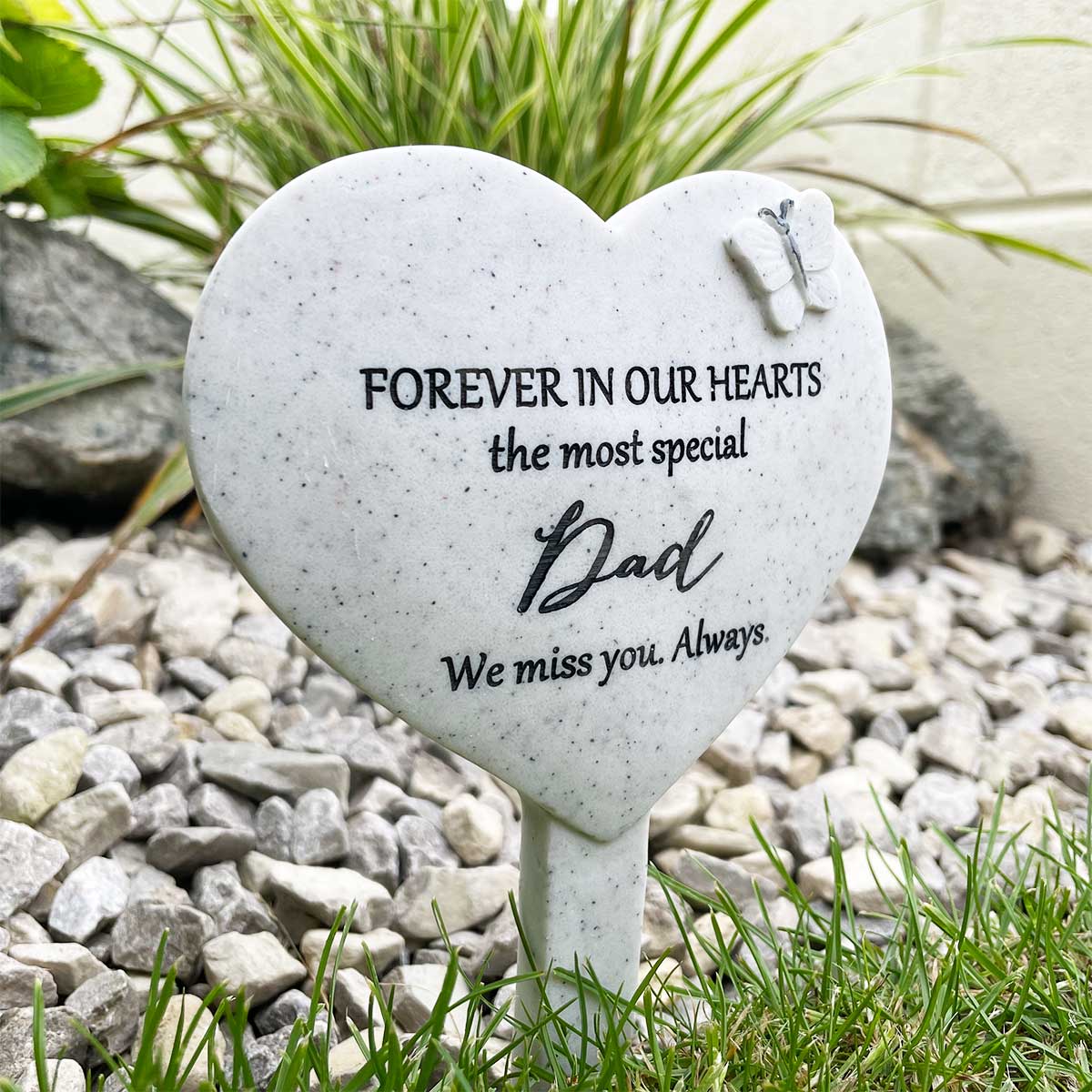 Heart Shaped Graveside Stake - Dad