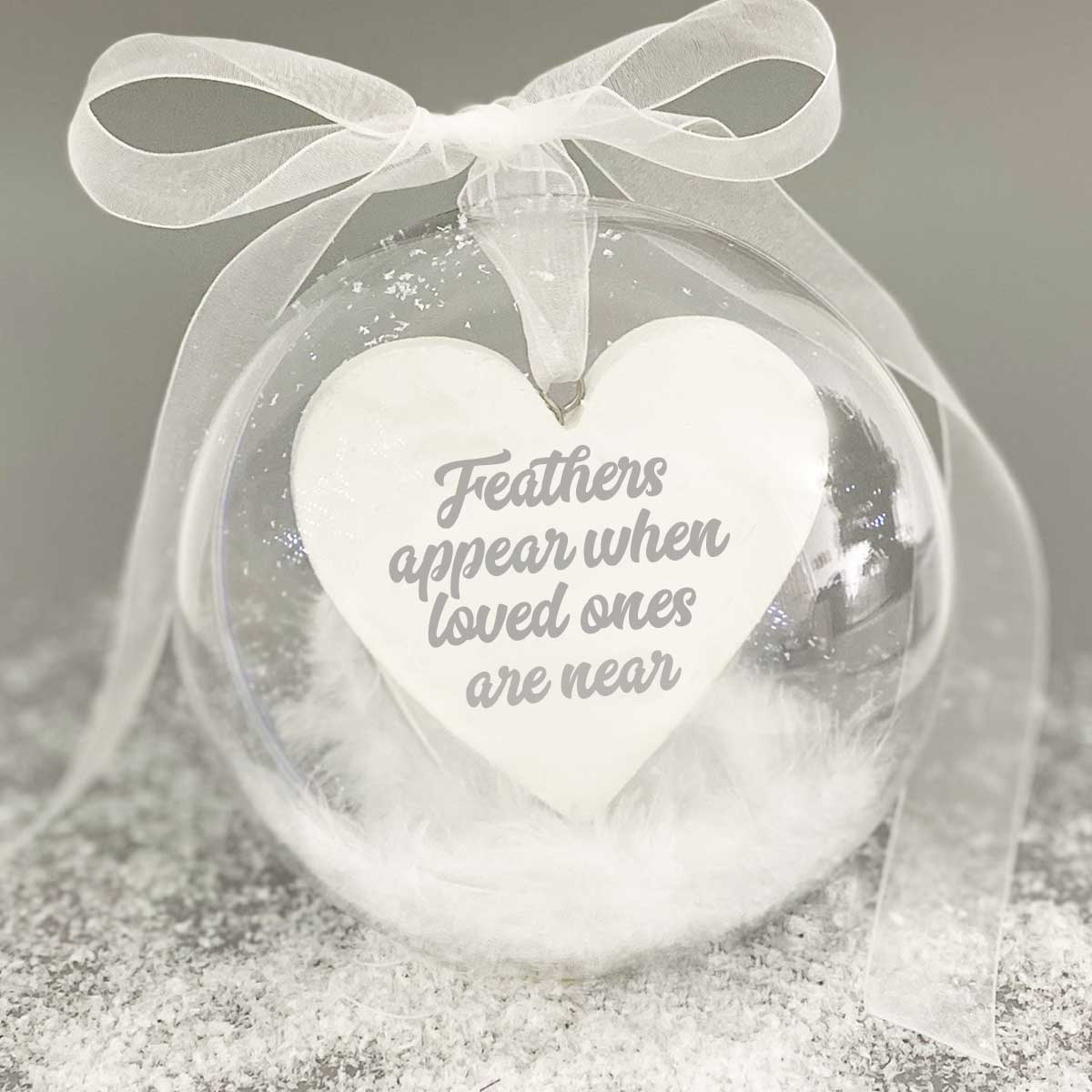 "Feathers appear when loved ones are near" Dad Memorial Bauble