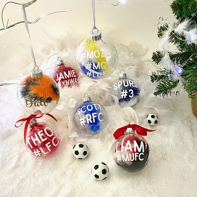 Personalised Sporting Club Colours Glass Christmas Bauble