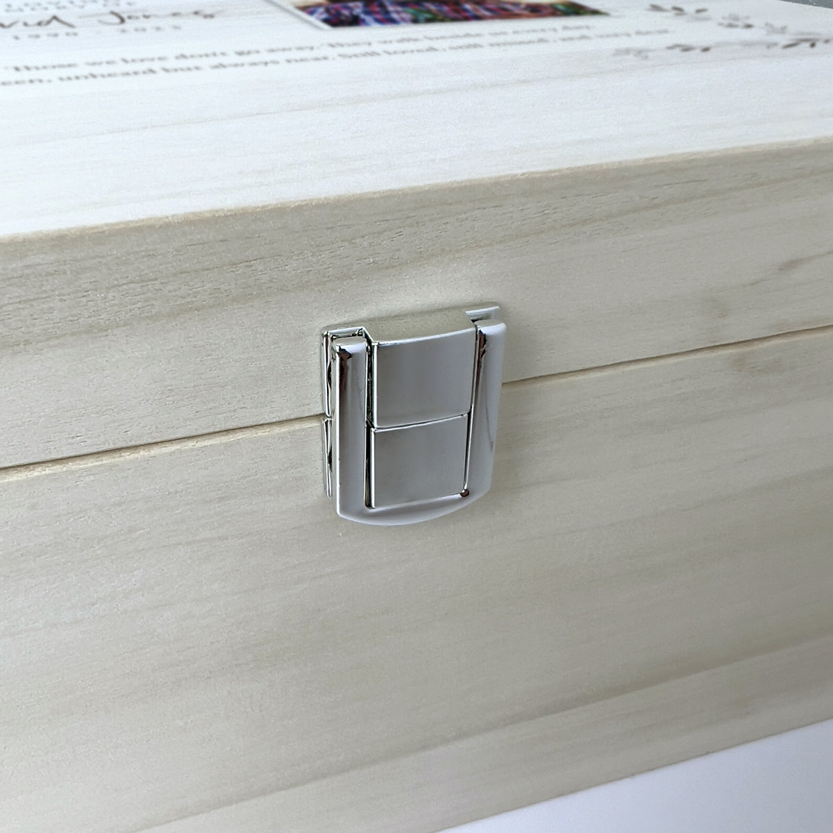 Personalised Luxury Square Wooden 28cm One Photo Keepsake Memory Box