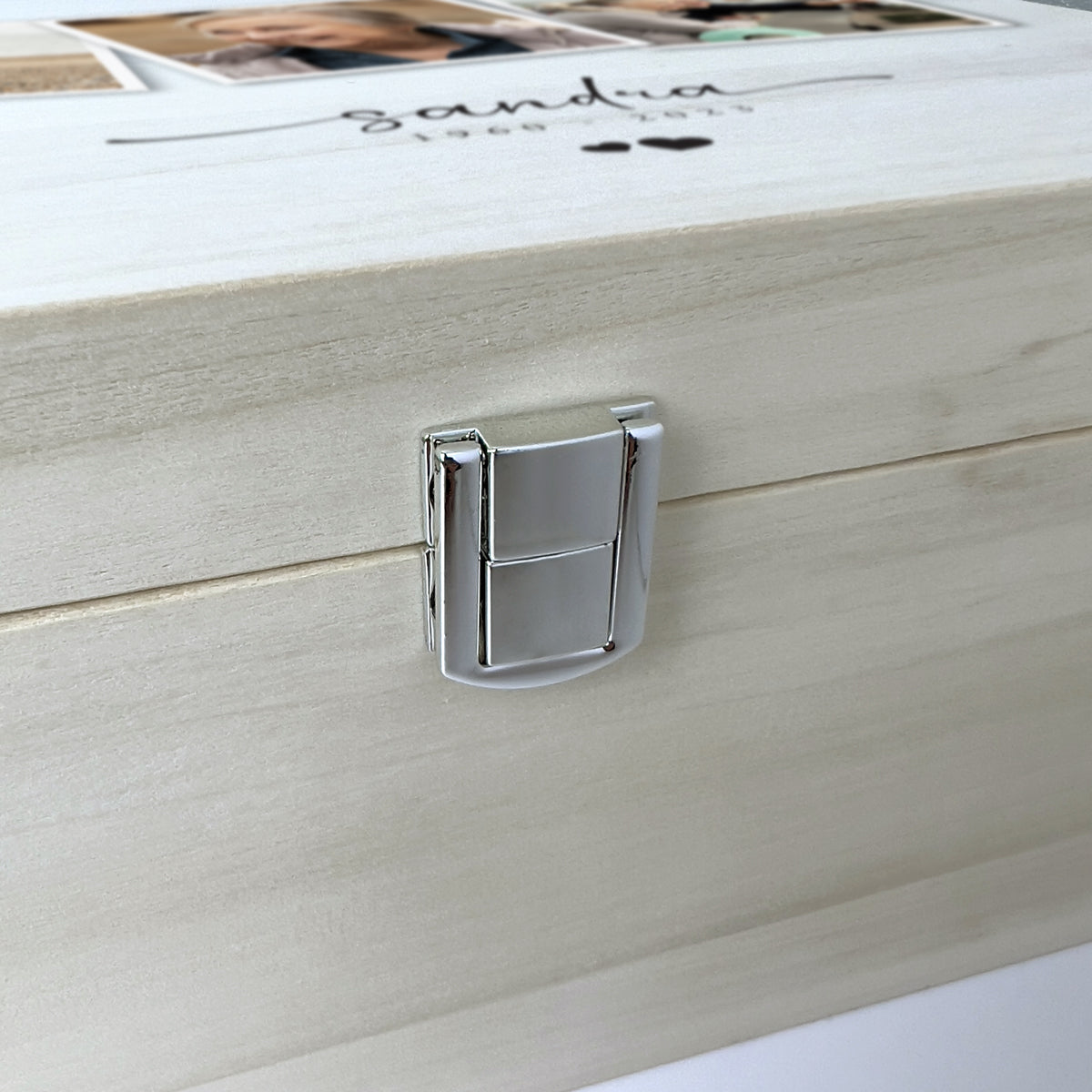 Personalised 28cm Square Luxury Wooden Memorial Photo Keepsake Memory Box