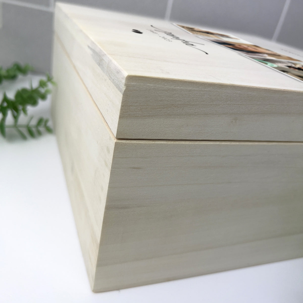 Personalised 28cm Square Luxury Wooden Memorial Photo Keepsake Memory Box