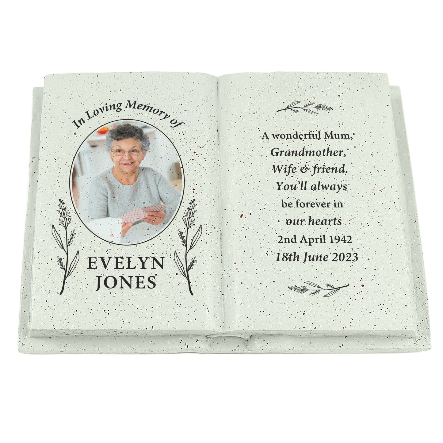 Personalised Botanical Book Memorial Photo Upload Resin Style Book
