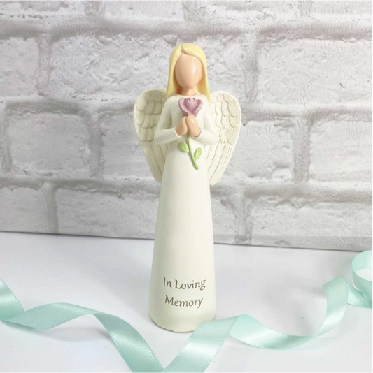 Memorial Ornament. Angel & Rose. 'In Loving Memory'