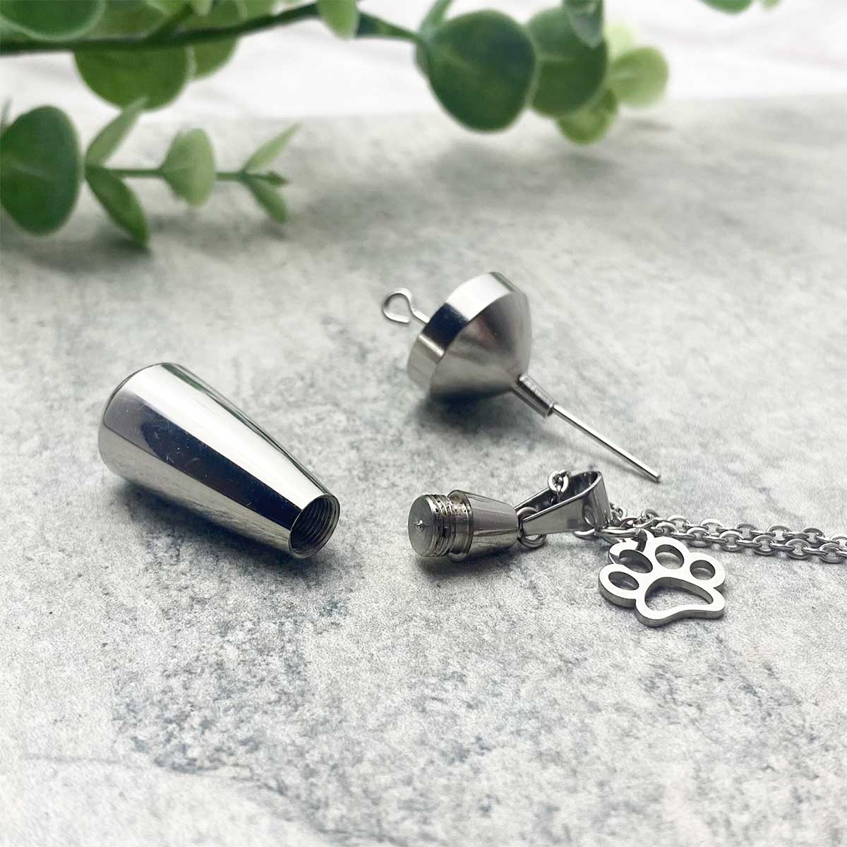 Paws Teardrop Cremation Ashes Memorial Urn Necklace