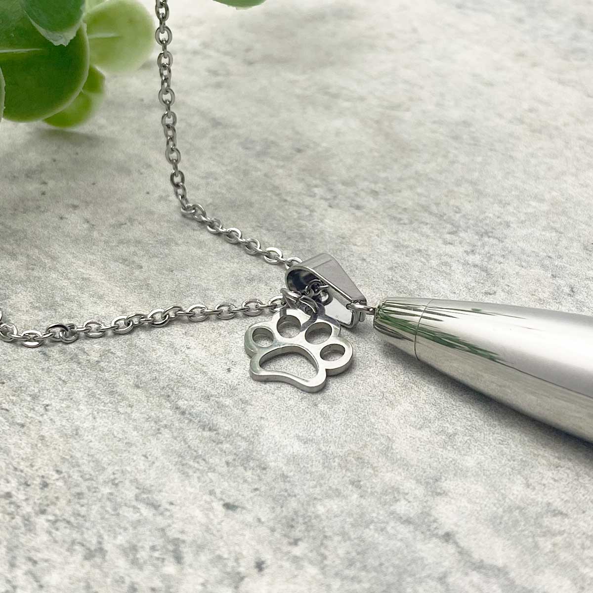 Paws Teardrop Cremation Ashes Memorial Urn Necklace