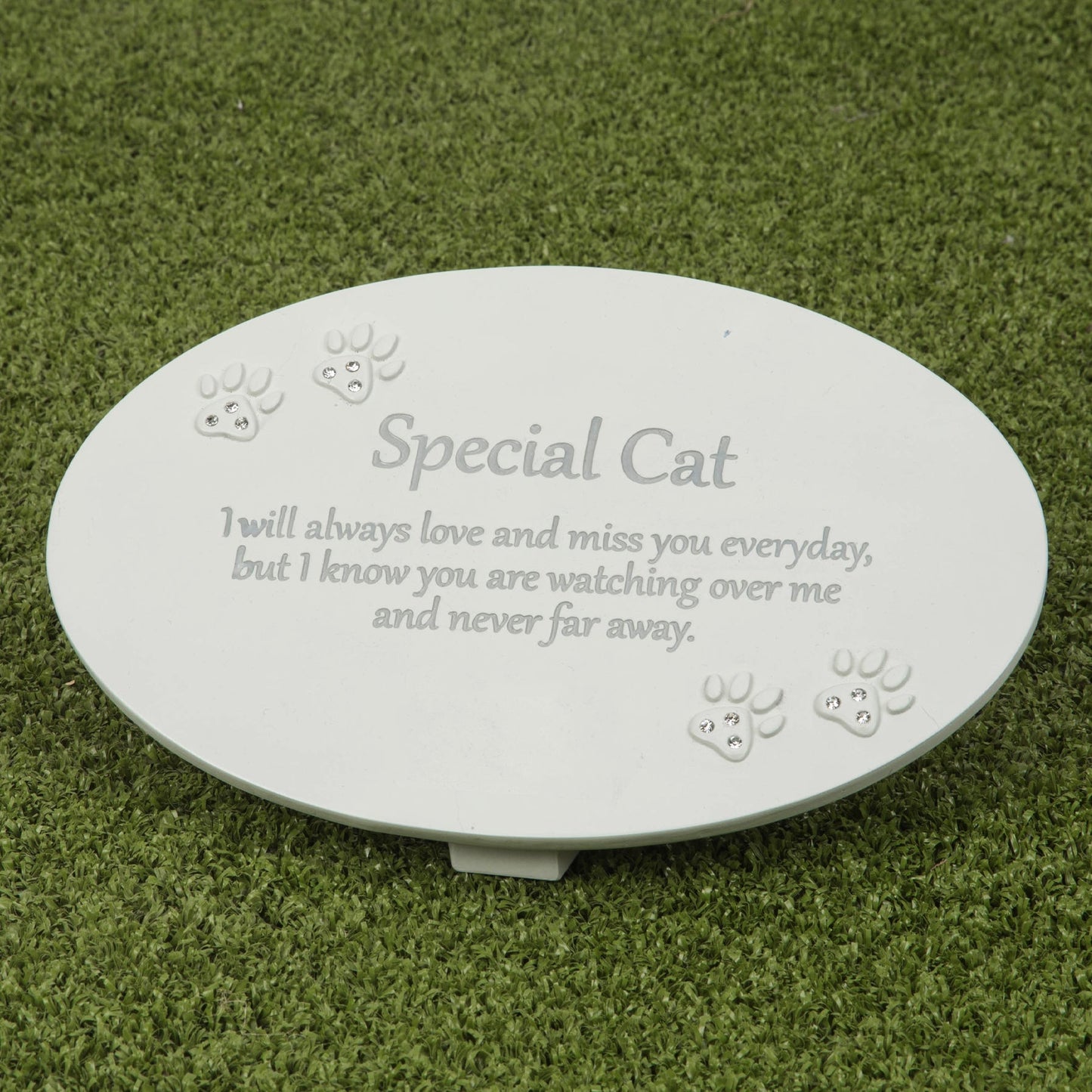 Cream Oval Resin Memorial Plaque - Cat