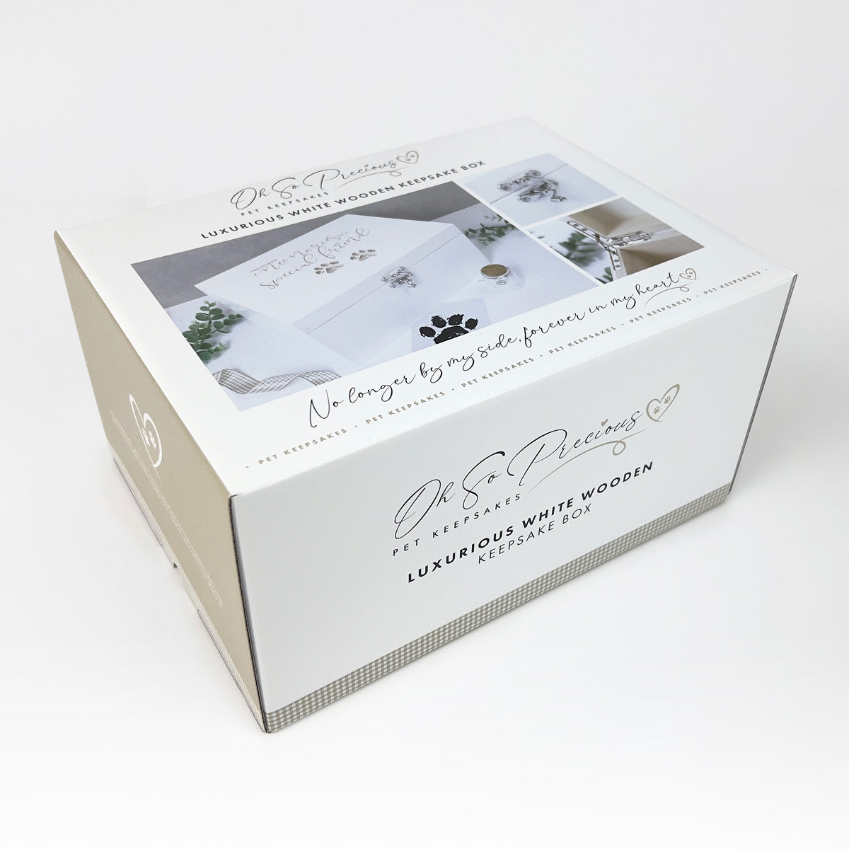 Treasured Memories' Pet Memorial White Painted Wooden Keepsake Box