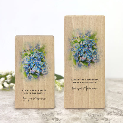 Personalised Forget-Me-Not Wooden Tea Light Holder - 2 Sizes