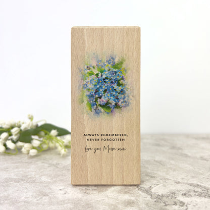 Personalised Forget-Me-Not Wooden Tea Light Holder - 2 Sizes
