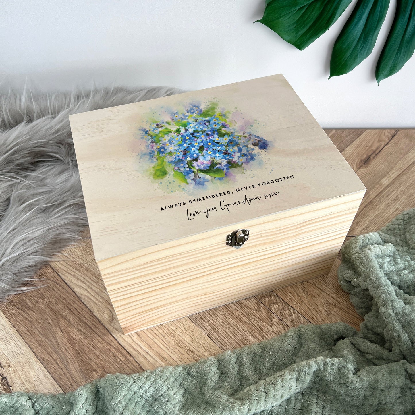 Personalised Forget-Me-Not Memory Box - 5 Sizes (16cm | 20cm | 26cm | 30cm | 36cm)