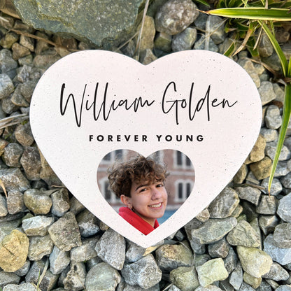 Personalised Modern Photo Resin Heart Grave Marker
