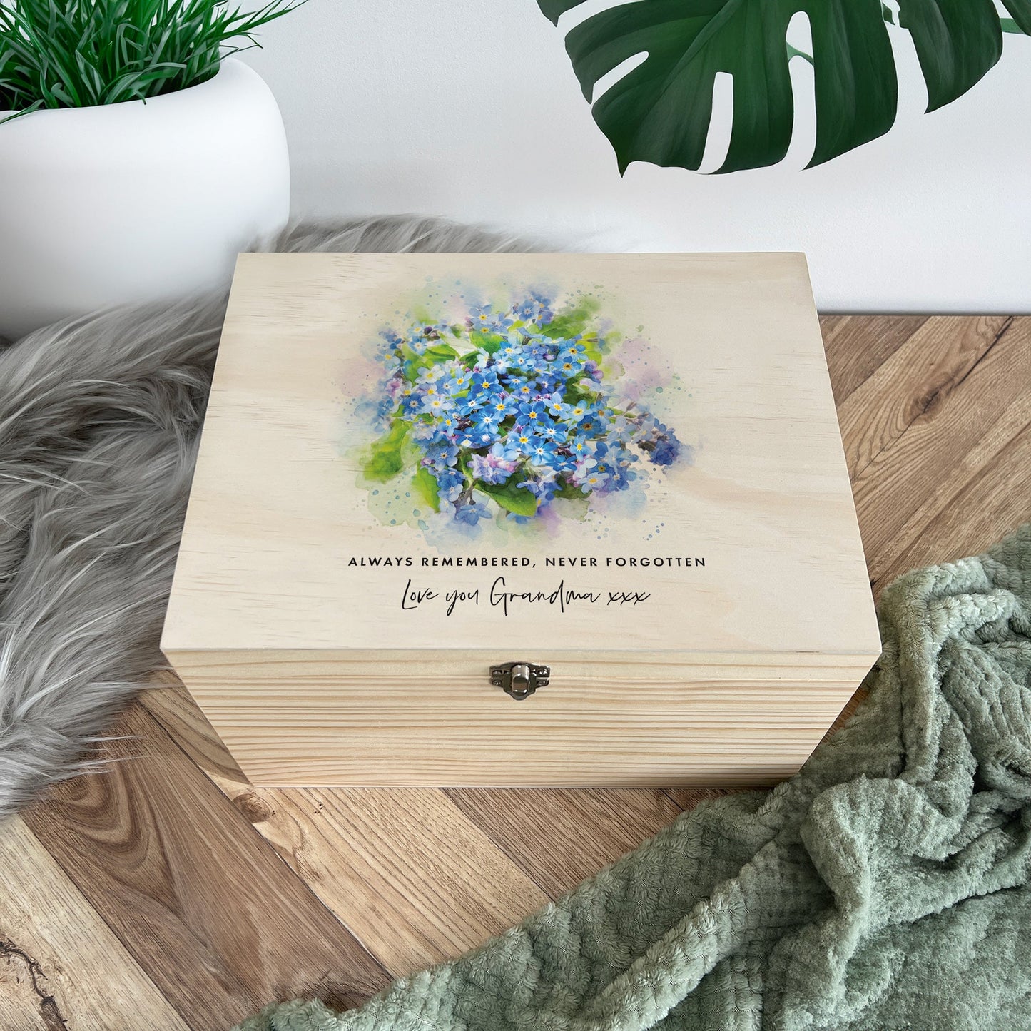 Personalised Forget-Me-Not Memory Box - 5 Sizes (16cm | 20cm | 26cm | 30cm | 36cm)