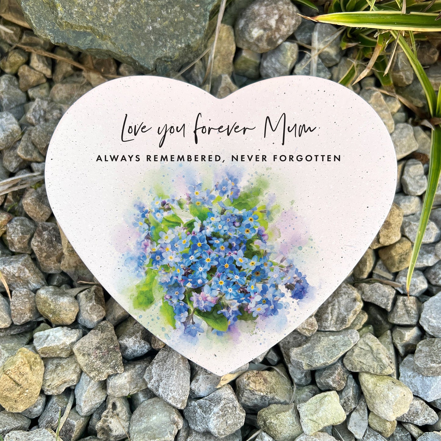 Personalised Forget-Me-Not Resin Heart Grave Marker