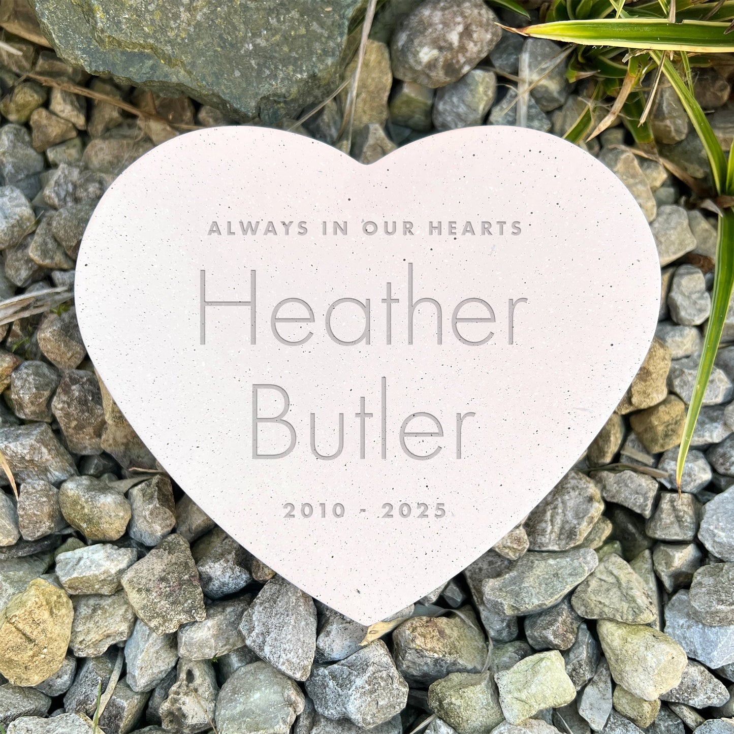 Personalised Modern Engraved Resin Heart Grave Marker