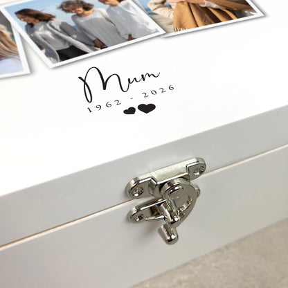 Personalised White Wooden Memorial Photo Keepsake Memory Box - 3 Sizes (22cm | 27cm | 30cm)