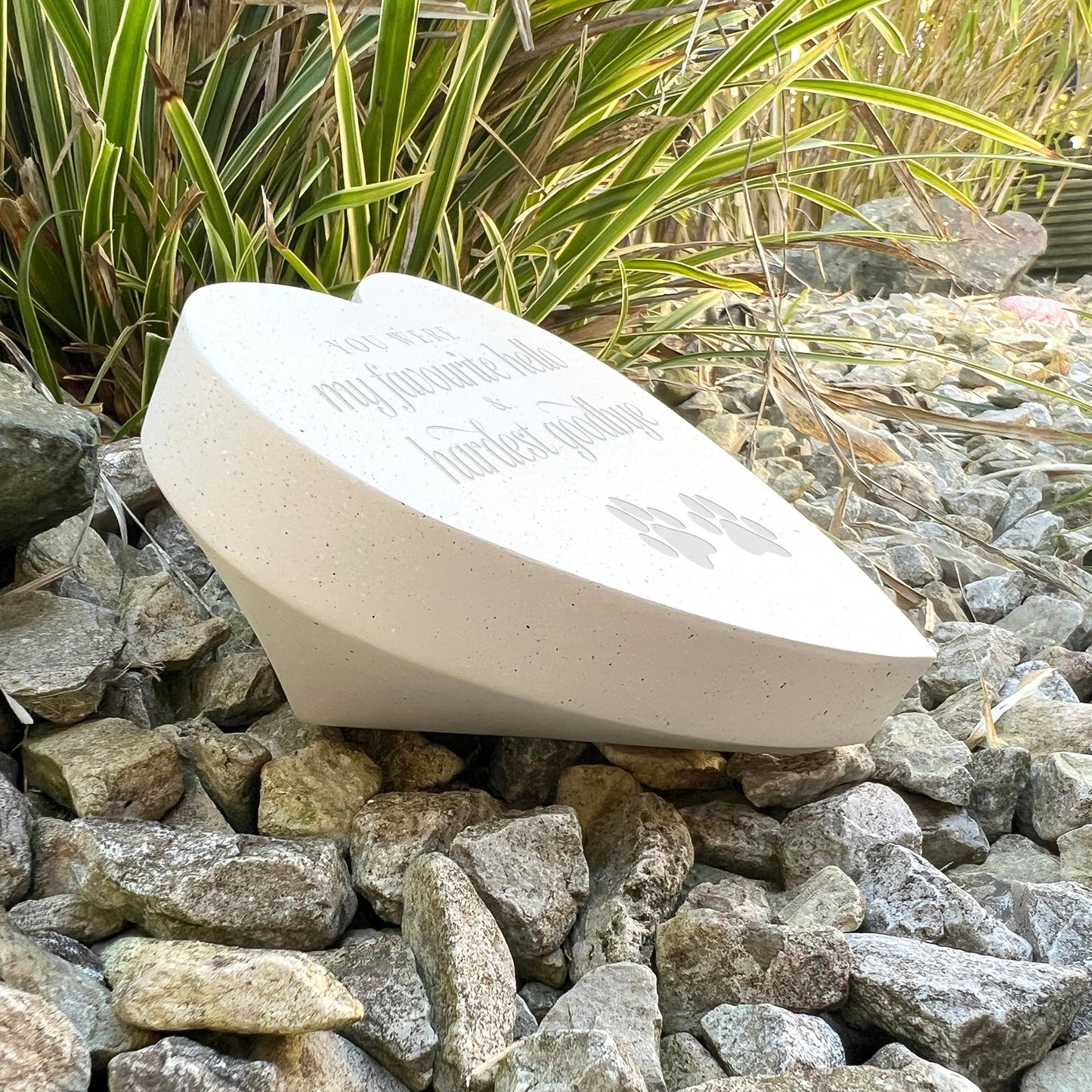 Favourite Hello, Hardest Goodbye Engraved Resin Heart Pet Grave Marker