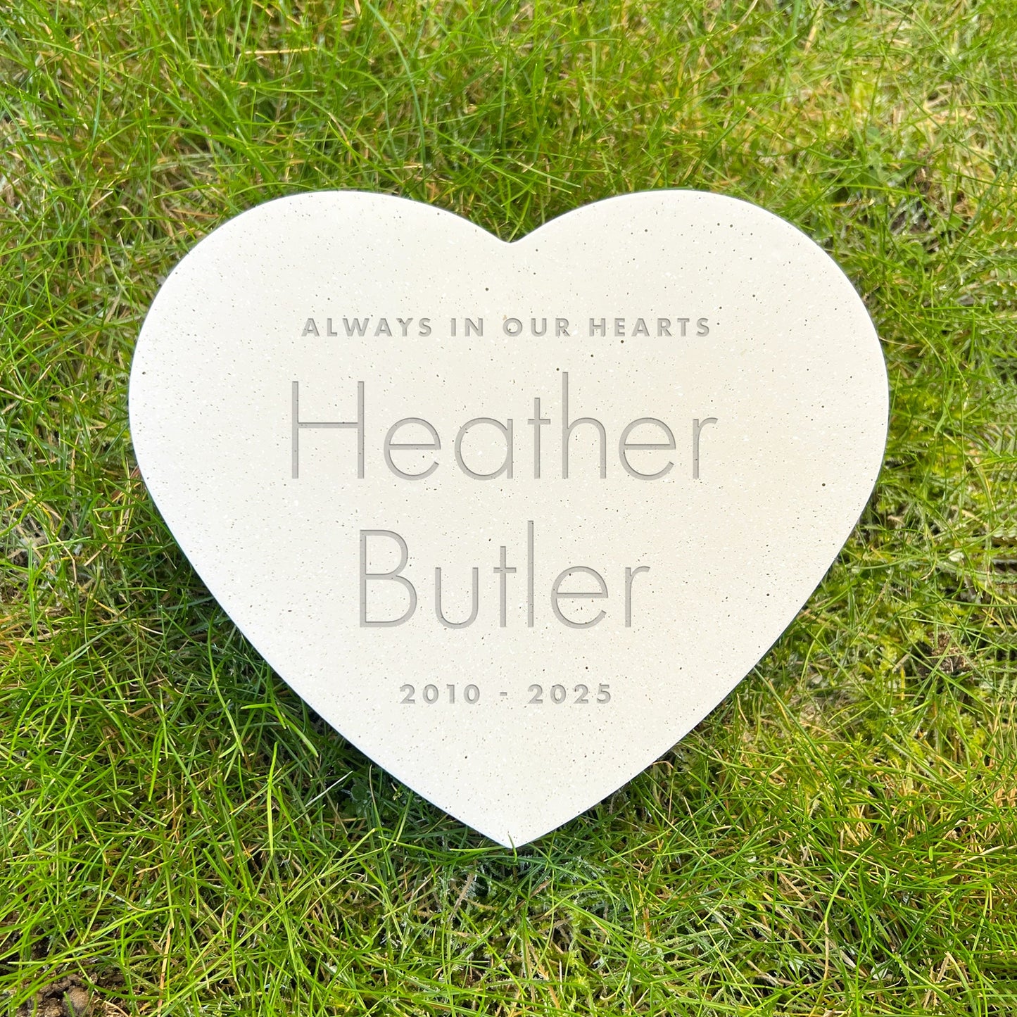 Personalised Modern Engraved Resin Heart Grave Marker