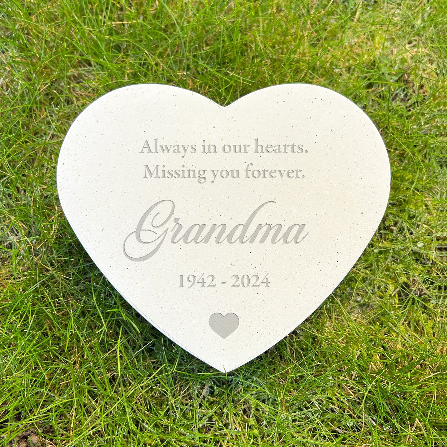 Personalised Engraved Free Text Resin Heart Grave Marker