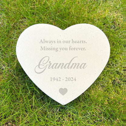 Personalised Engraved Free Text Resin Heart Grave Marker