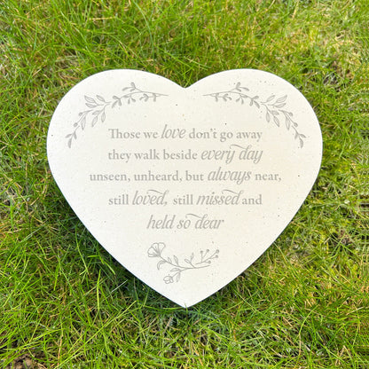 Those We Love Don't Go Away Wreath Design Engraved Resin Heart Grave Marker