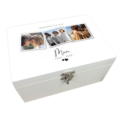 Personalised White Wooden Memorial Photo Keepsake Memory Box - 3 Sizes (22cm | 27cm | 30cm)