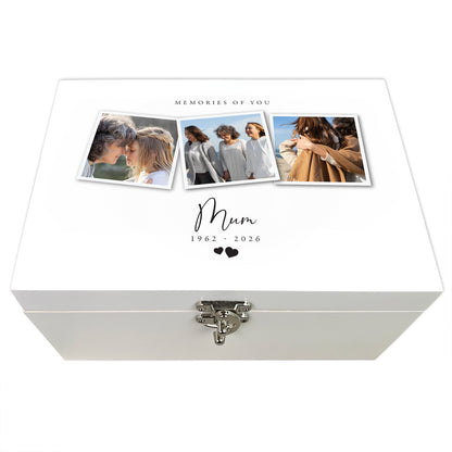 Personalised White Wooden Memorial Photo Keepsake Memory Box - 3 Sizes (22cm | 27cm | 30cm)