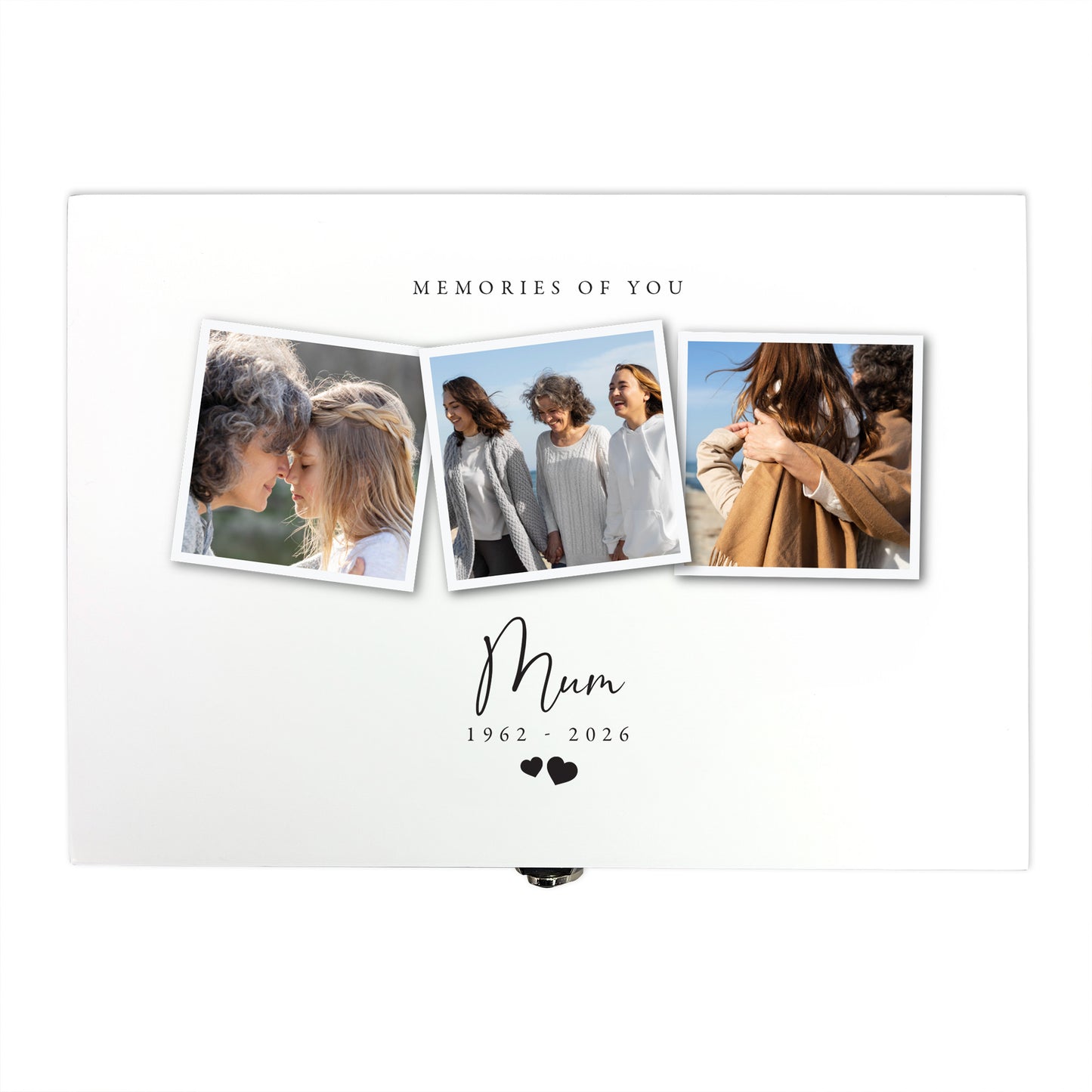 Personalised White Wooden Memorial Photo Keepsake Memory Box - 3 Sizes (22cm | 27cm | 30cm)