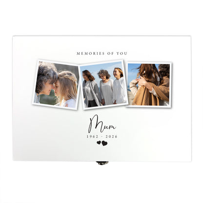 Personalised White Wooden Memorial Photo Keepsake Memory Box - 3 Sizes (22cm | 27cm | 30cm)