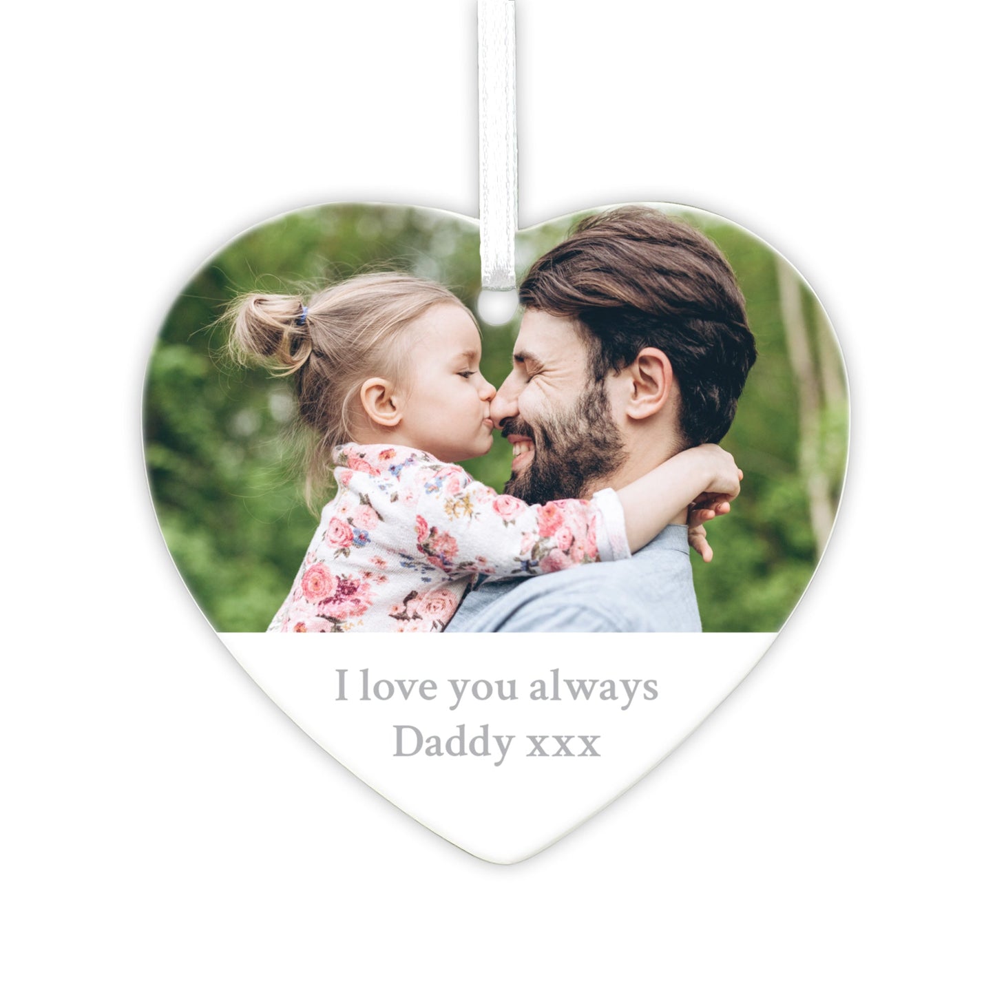Any Message & Photo Ceramic Heart Hanging Decoration + Gift Box