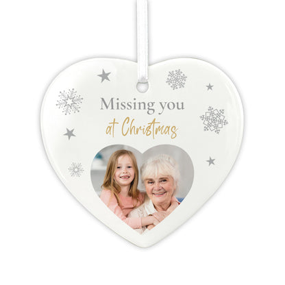 Memorial Photo Ceramic Heart Hanging Decoration + Gift Box